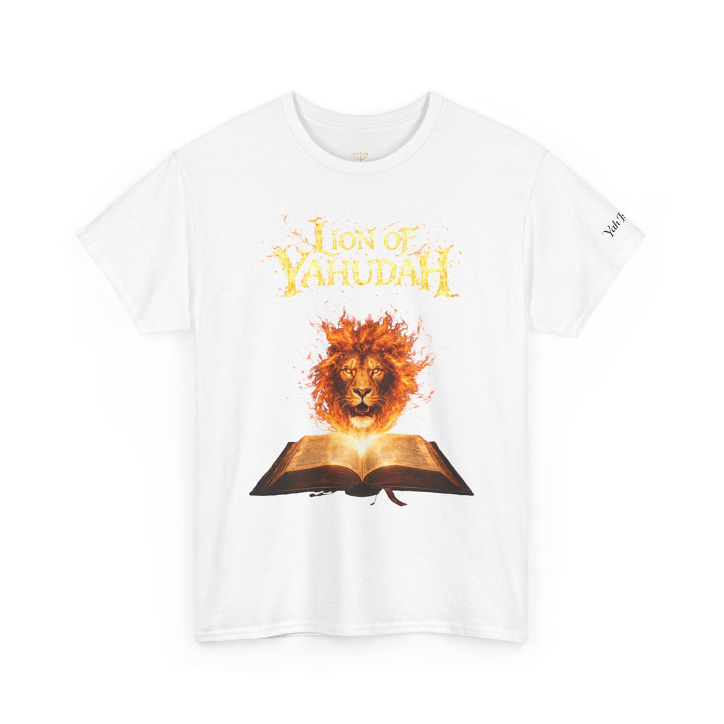 Lion of Yahudah T-Shirt — Lion & Open Bible Christian Faith Tee