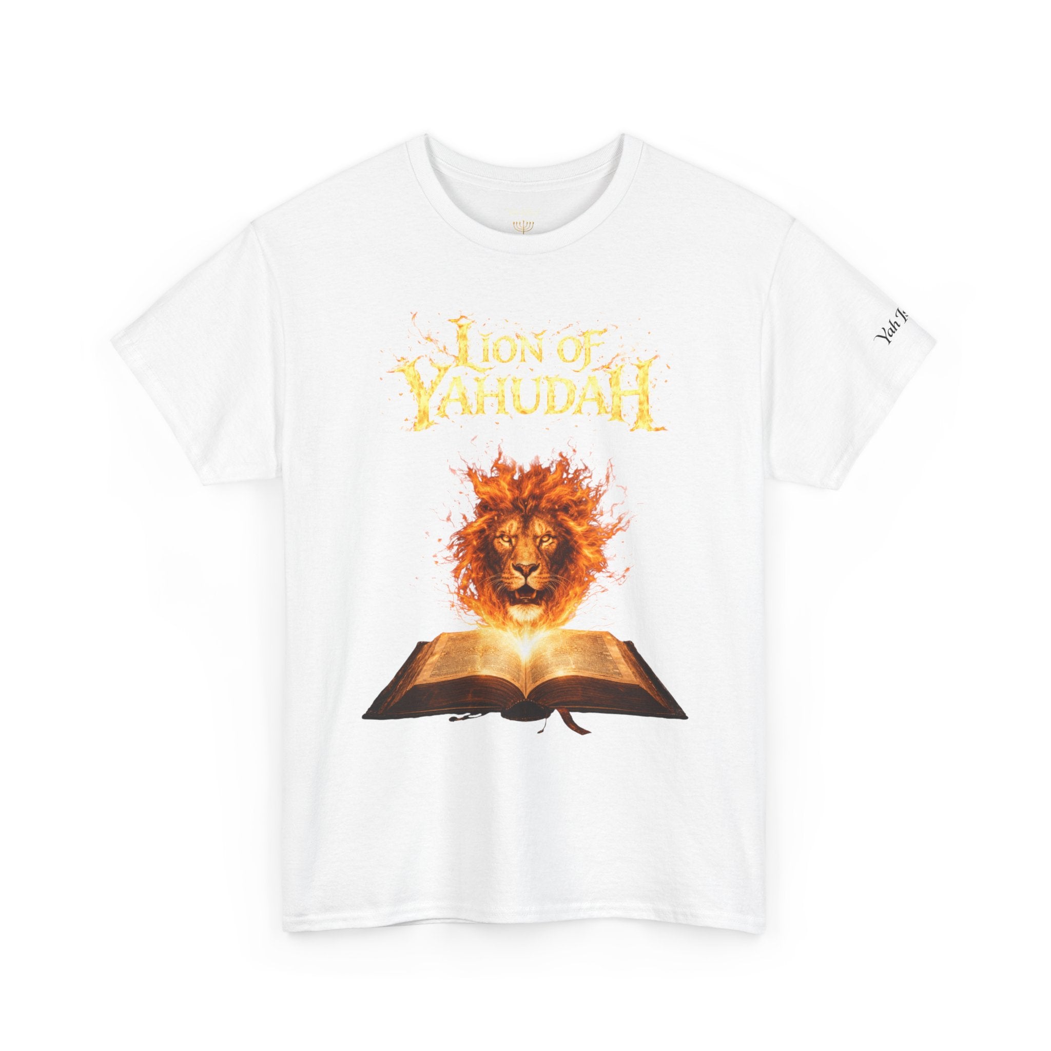 Lion of Yahudah T-Shirt — Lion & Open Bible Christian Faith Tee