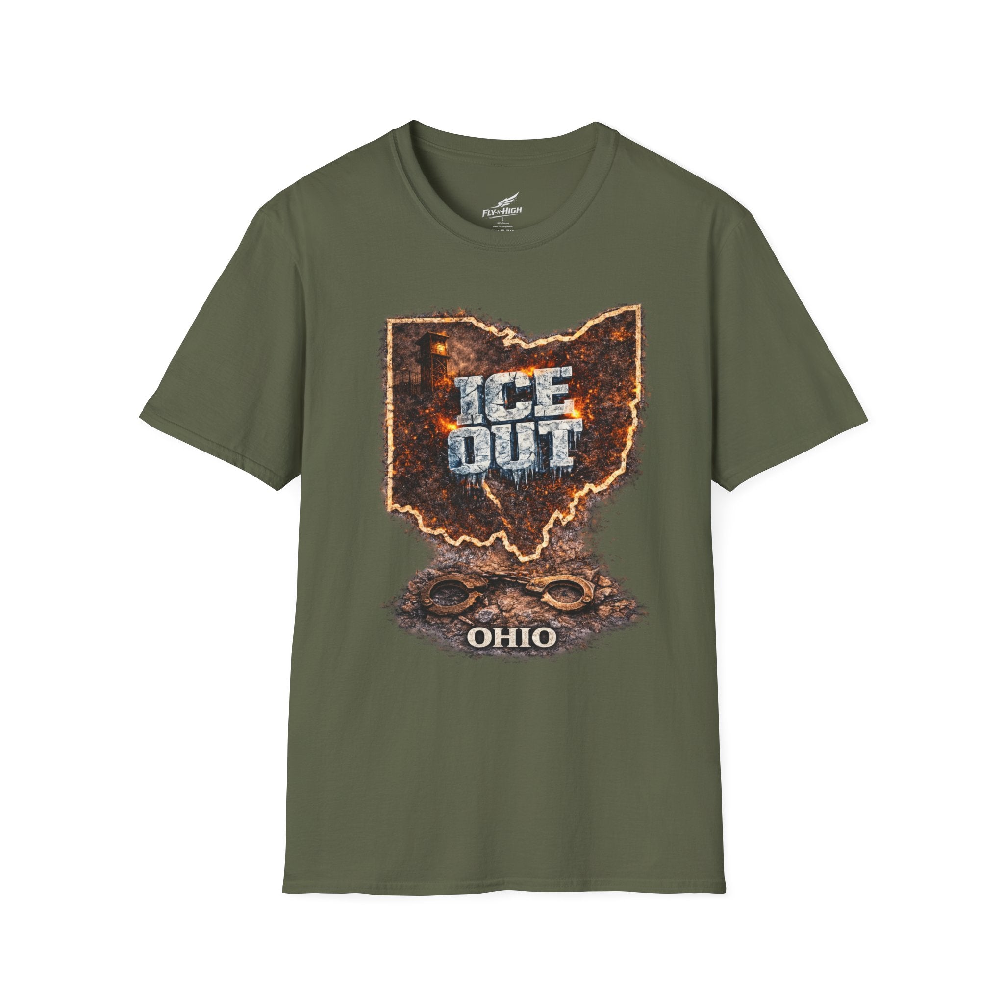 Ohio 'ICE Out' T-Shirt — Rustic State Outline Tee