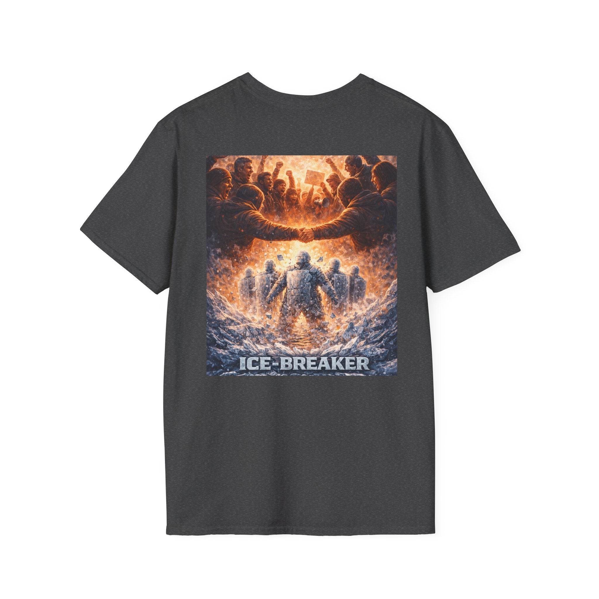 ICE-Breaker Graphic Tee — Fiery Battle Scene Back Print