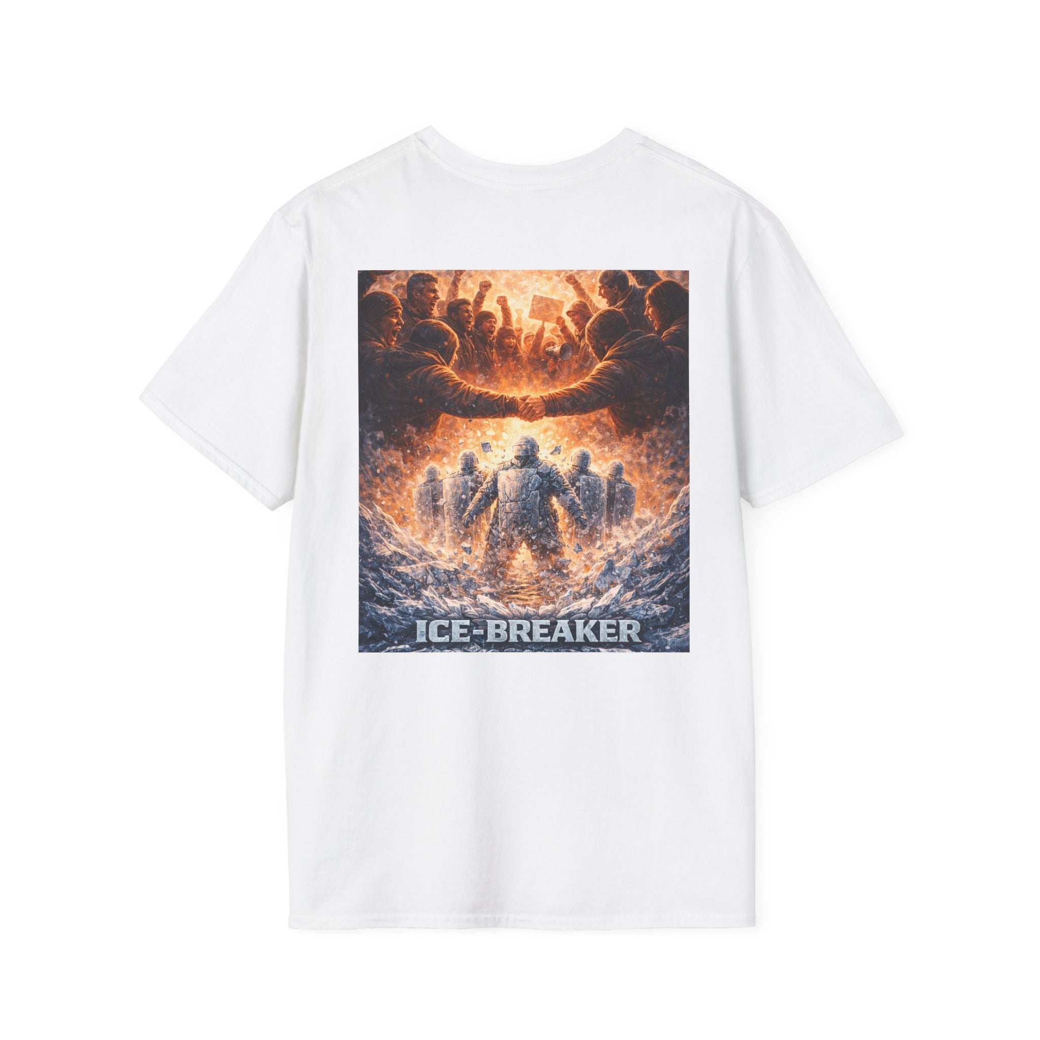 ICE-Breaker Graphic Tee — Fiery Battle Scene Back Print