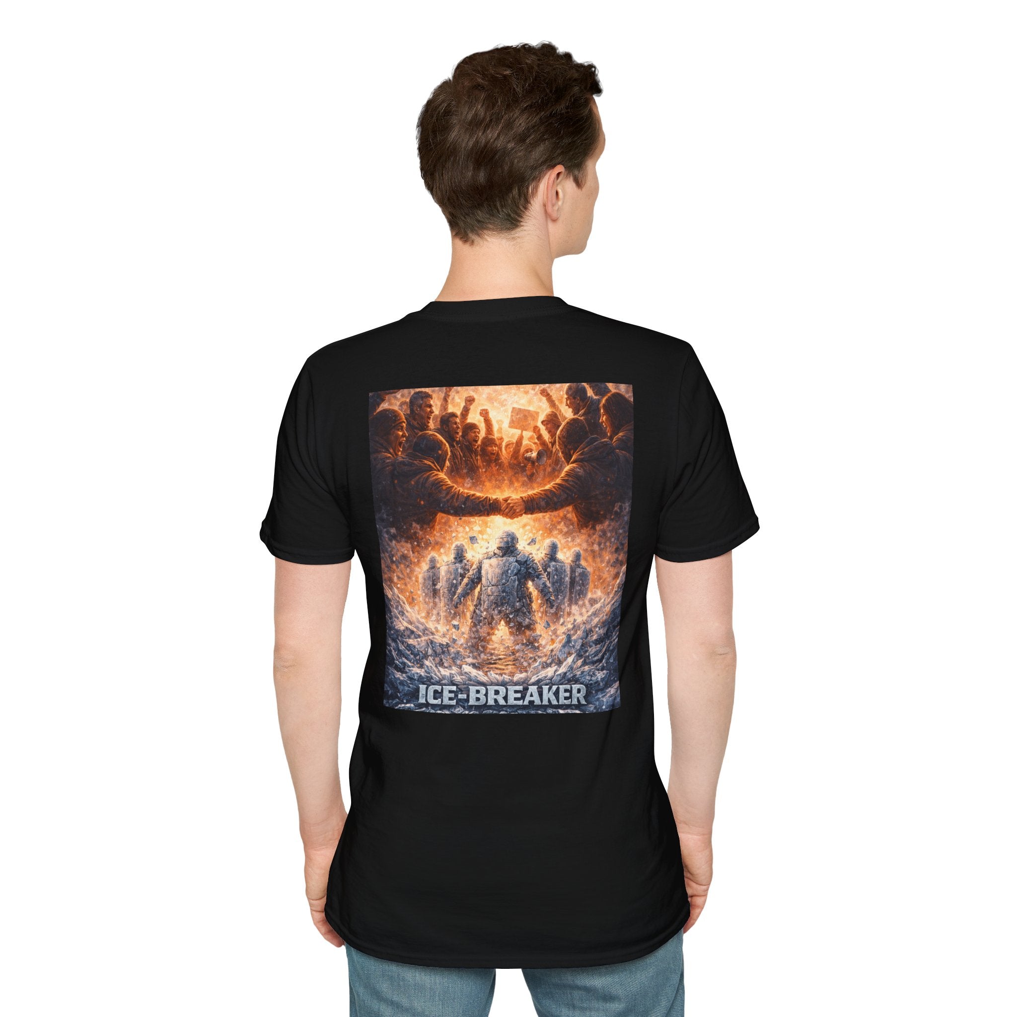 ICE-Breaker Graphic Tee — Fiery Battle Scene Back Print