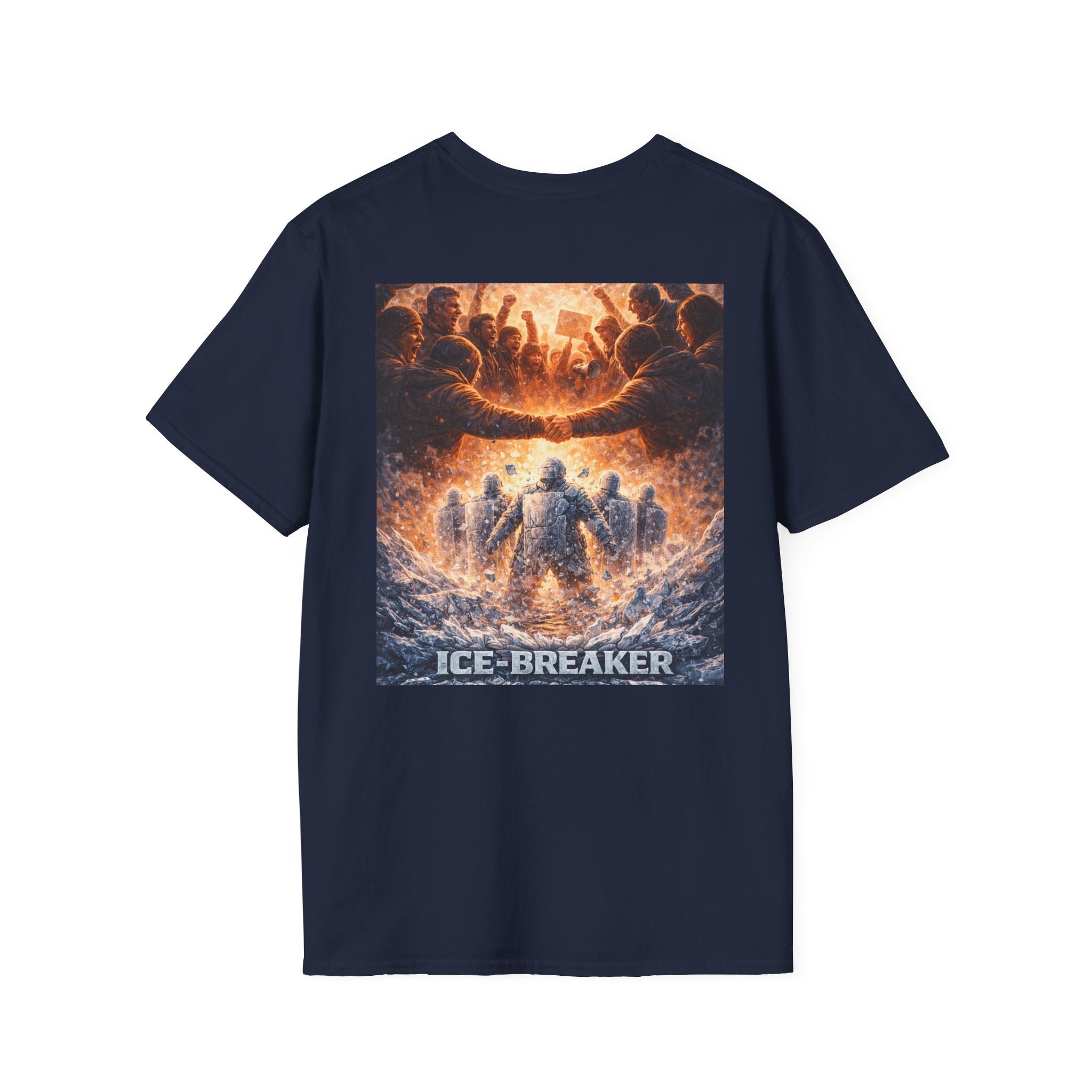 ICE-Breaker Graphic Tee — Fiery Battle Scene Back Print